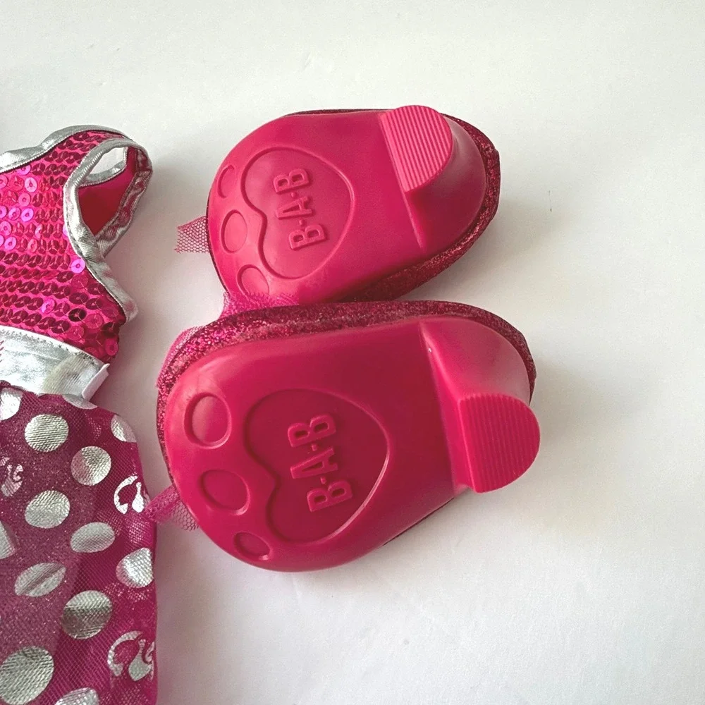 Build a Bear BAB‎ x Barbie Dress Shoes Set Glittery Pink Polka Dot Outfit